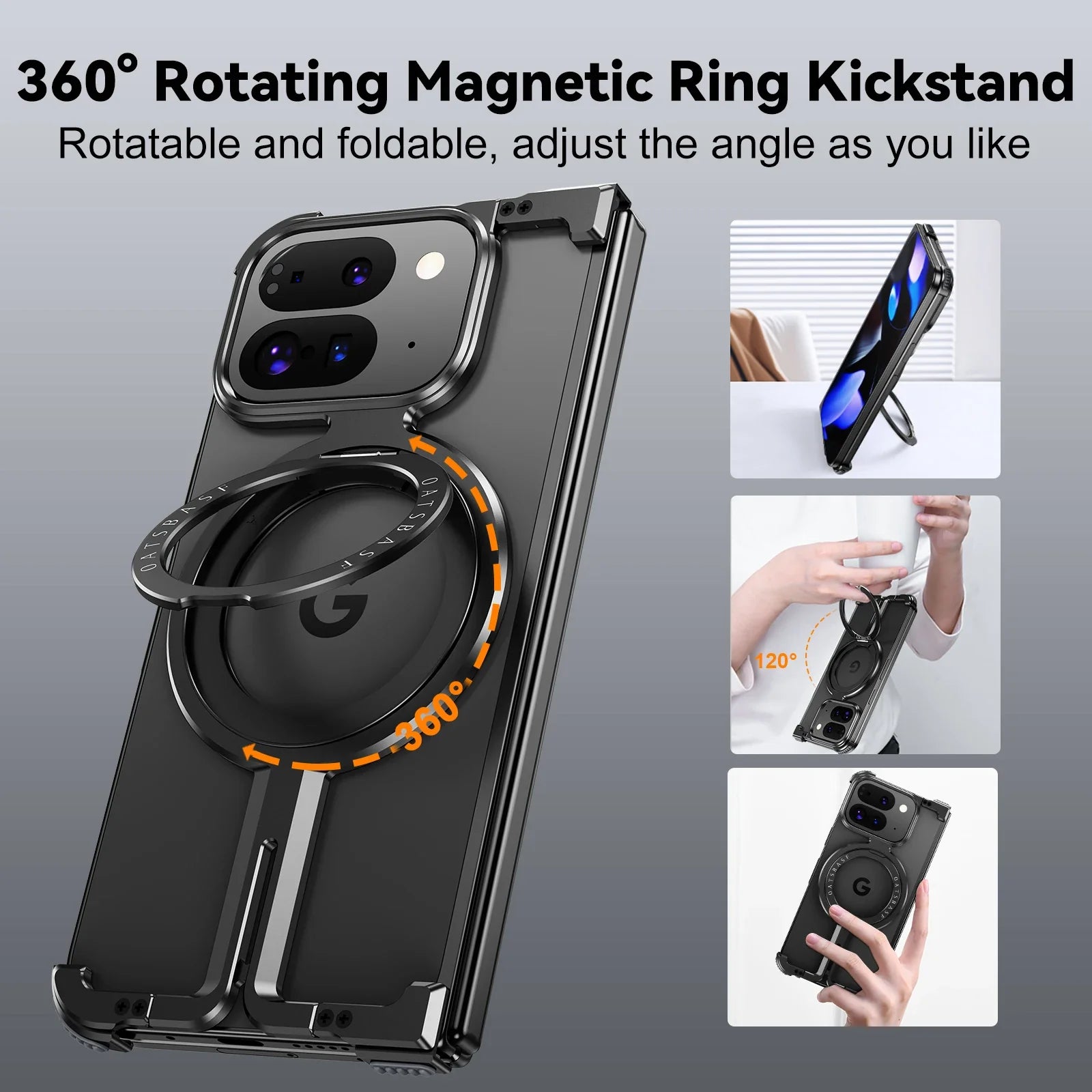 Magnetic Frameless Case & Rotatable Stand