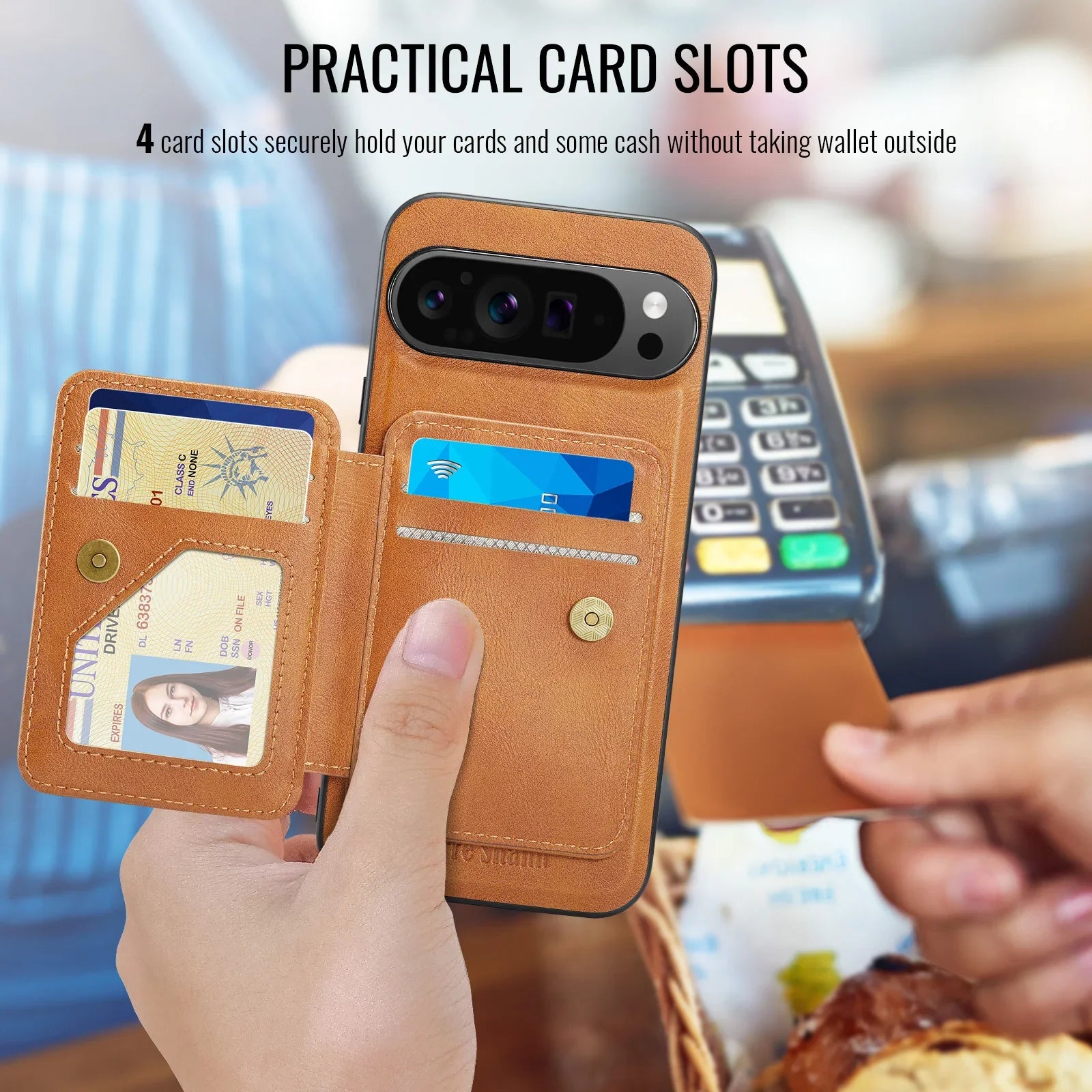 Leather Case with Detachable Magnetic Wallet For Pixel Series