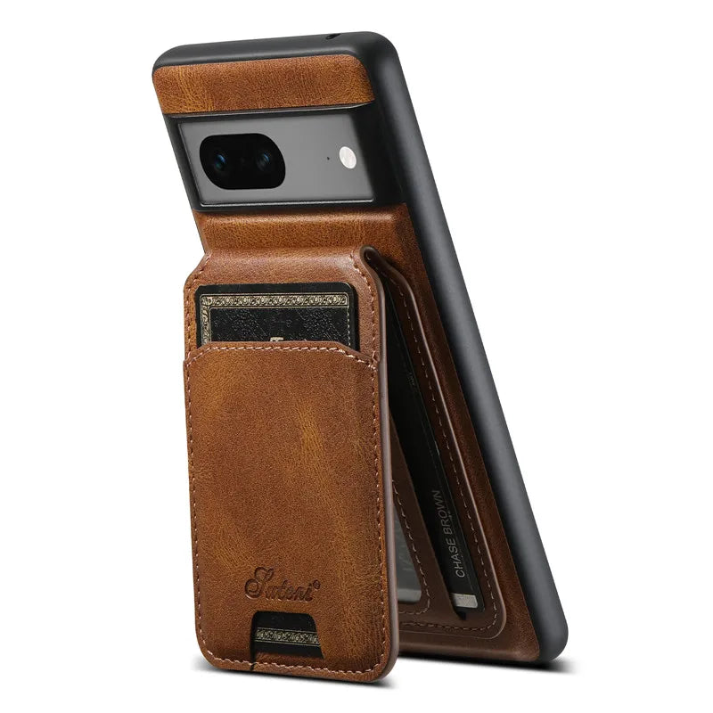 Leather Magsafe Case with Wallet For Pixel Series