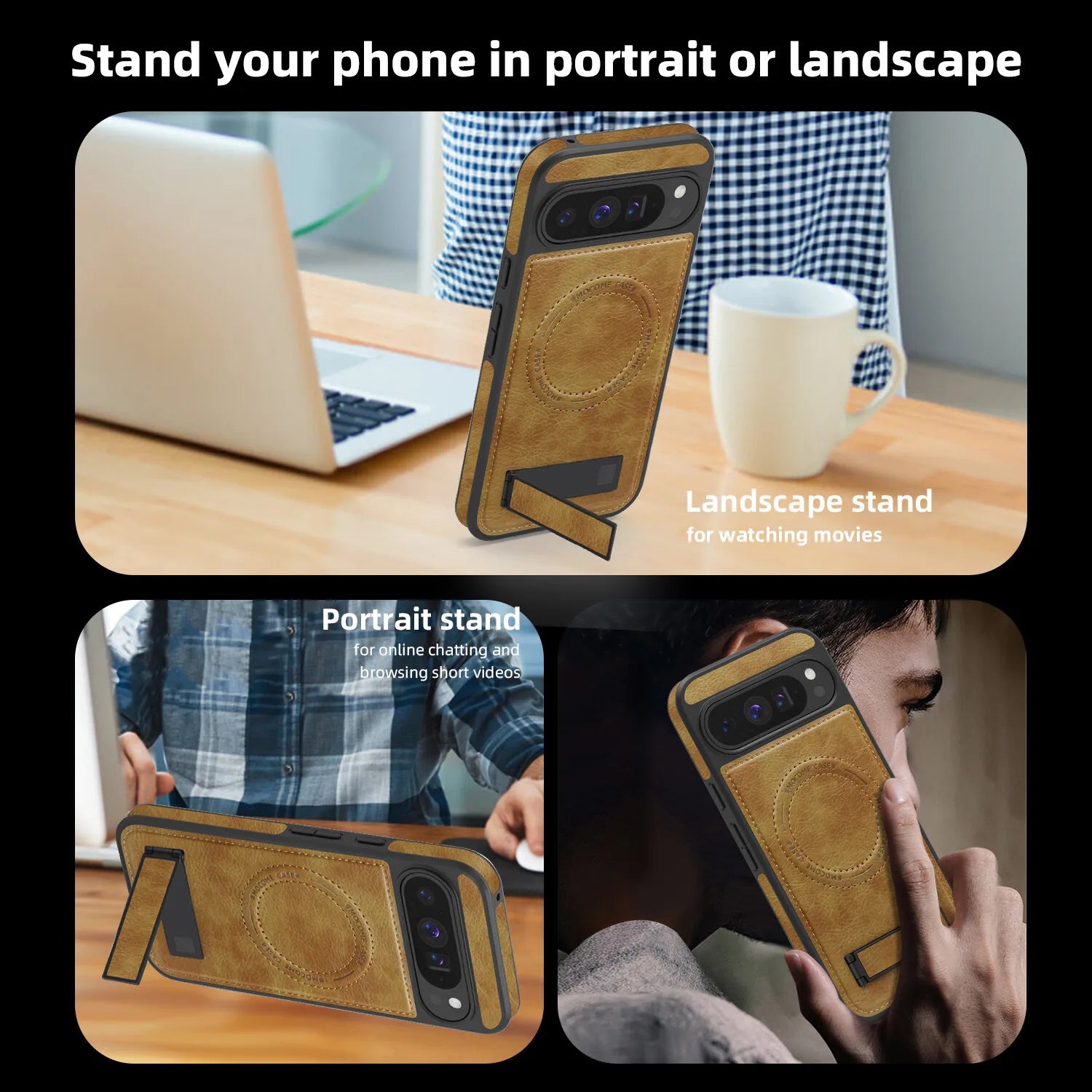 Premium Leather MagSafe Case with Kickstand for Google Pixel