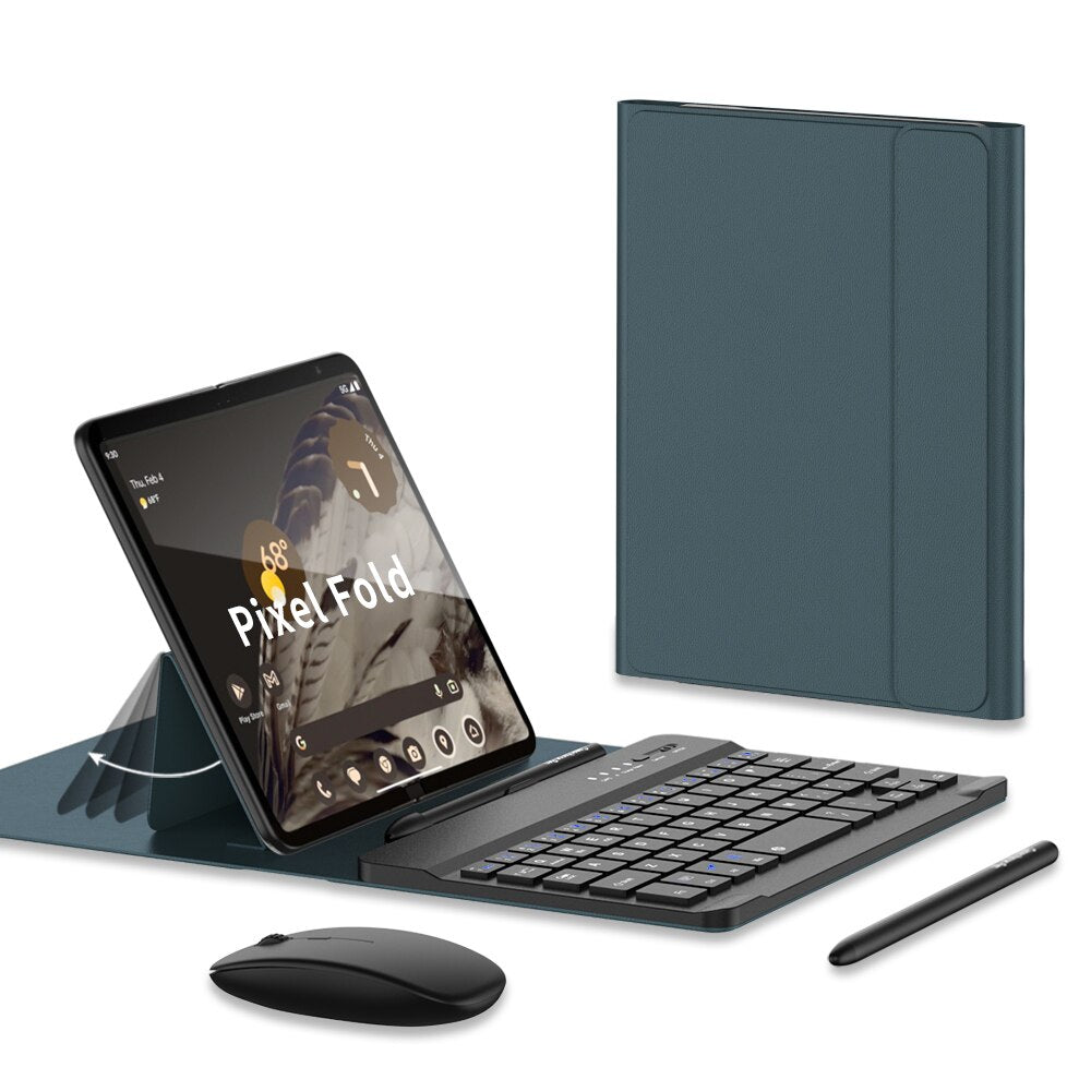 3 in 1 Premium Pixel Fold Case With Wireless Keyboard & Mouse