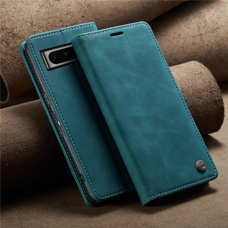Magnetic Leather Case with Card Holder for Google Pixel Series