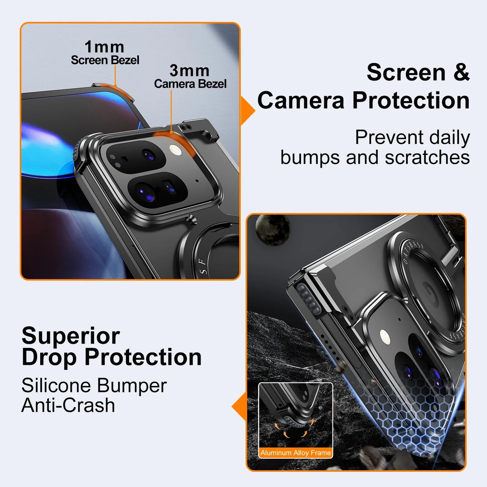 Magnetic Frameless Case & Rotatable Stand