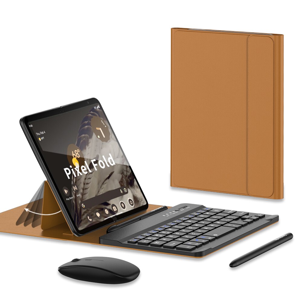 3 in 1 Premium Pixel Fold Case With Wireless Keyboard & Mouse