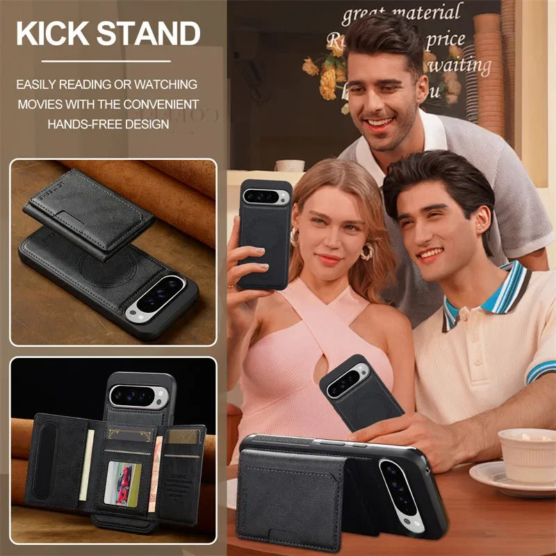 MagSafe Leather Flip Wallet Case for Pixel Series