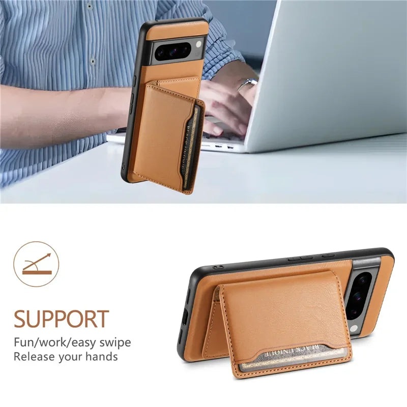 Magsafe Leather Case with Wallet For Pixel Series