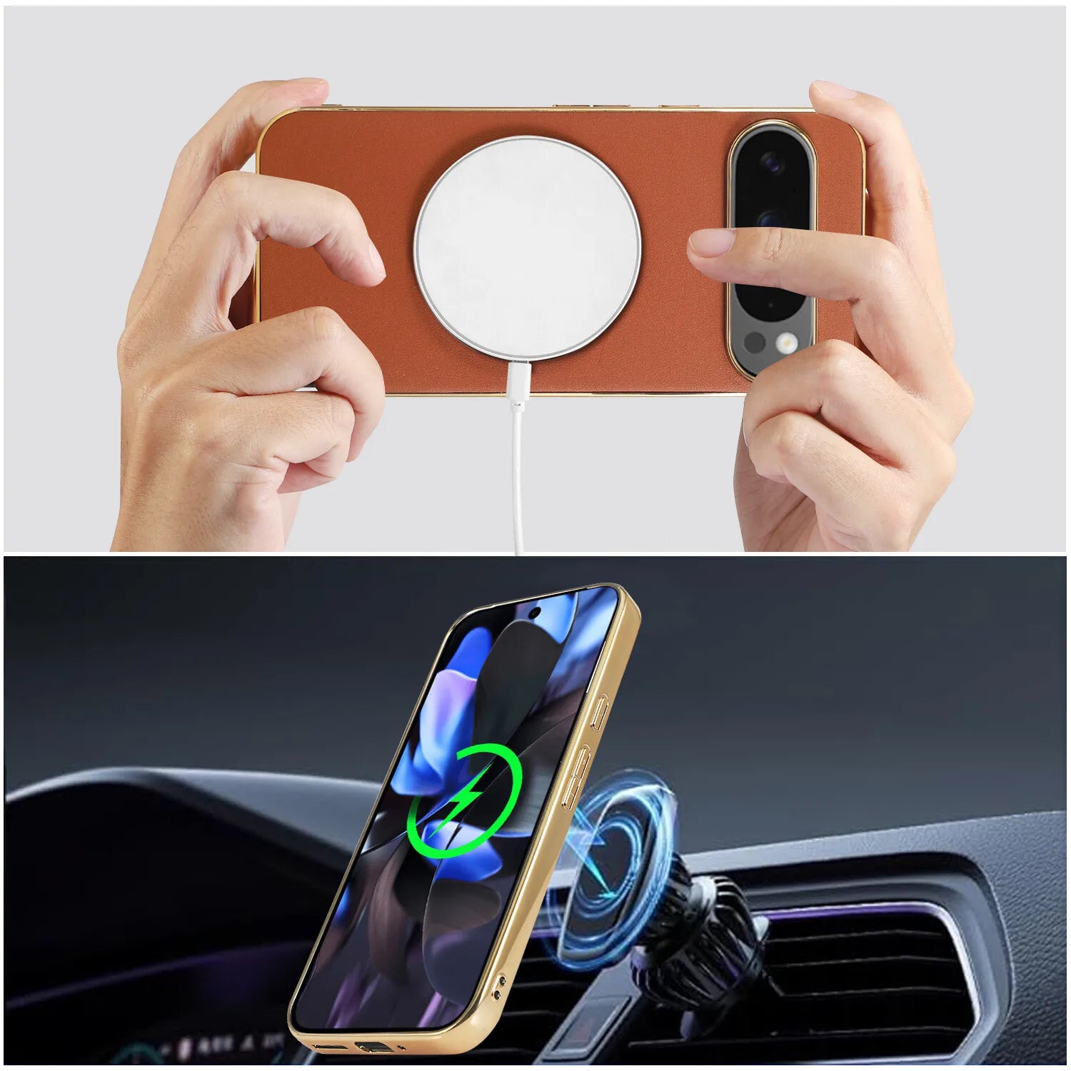 Magnetic Ring Leather Case for Google Pixel