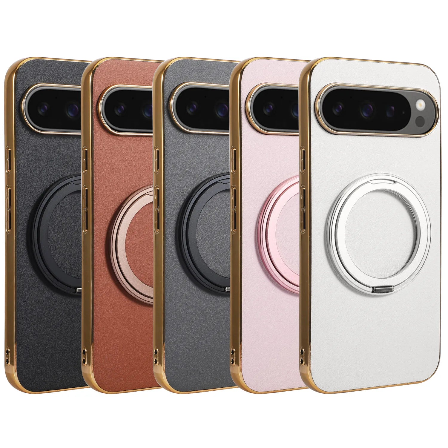 Magnetic Ring Leather Case for Google Pixel