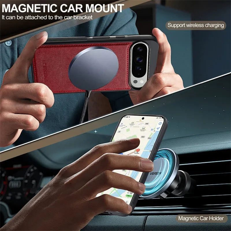 MagSafe Leather Flip Wallet Case for Pixel Series