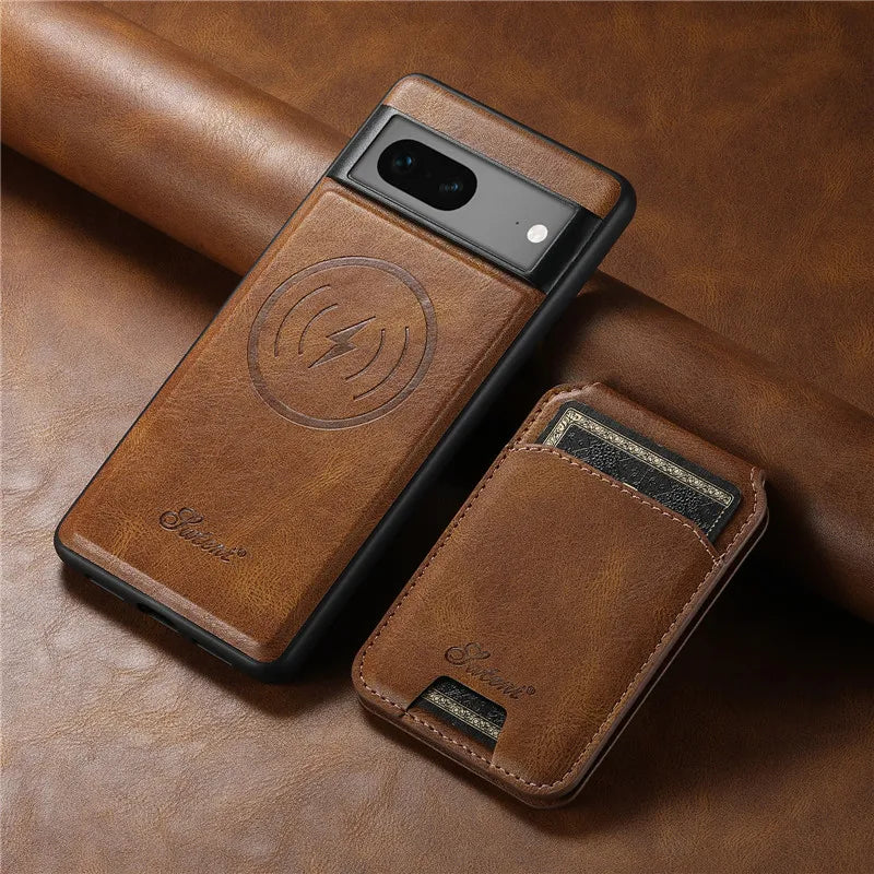 Leather Magsafe Case with Wallet For Pixel Series
