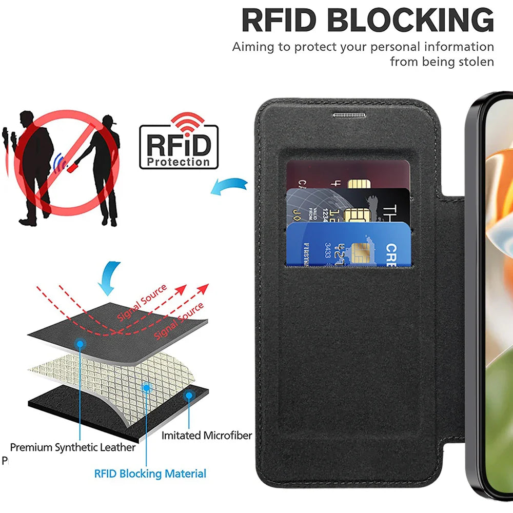 Leather Magsafe Case with Card Slot Holder For Pixel Series