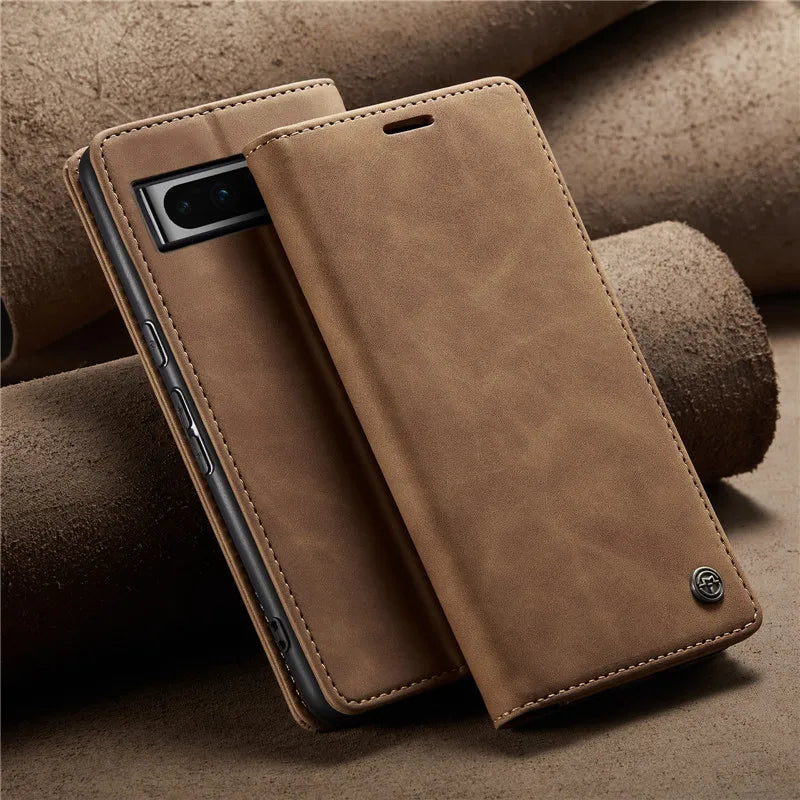 Magnetic Leather Case with Card Holder for Google Pixel Series