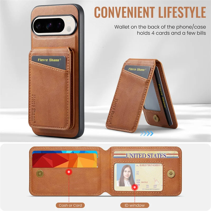 Leather Case with Wallet For Google Pixel Series
