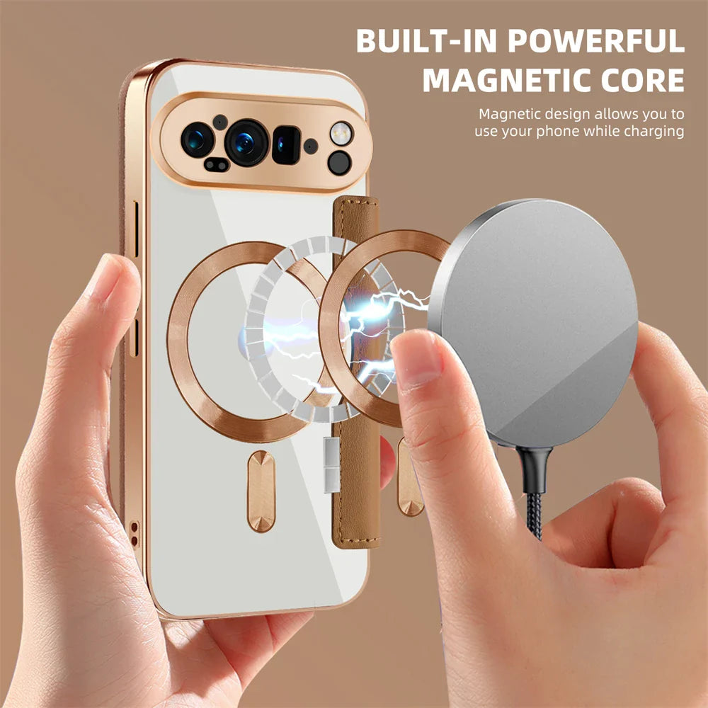 Leather Magsafe Case with Card Slot Holder For Pixel Series